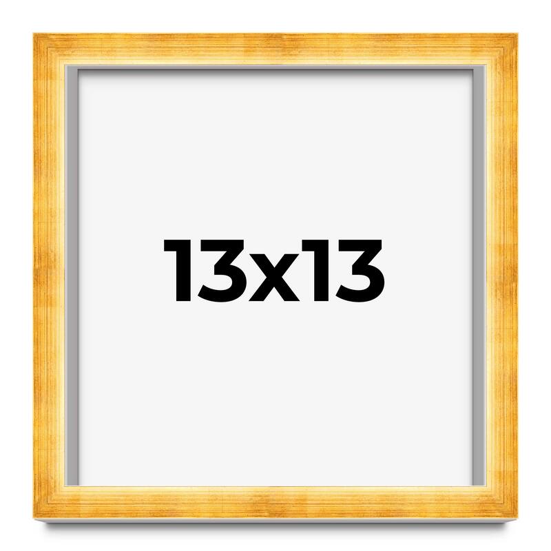 13x13 Shadow Box Frame Gold | 1.625 Inches Deep Real Wood Traditional
