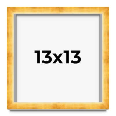 13x13 Shadow Box Frame Gold | 1.625 Inches Deep Real Wood Traditional