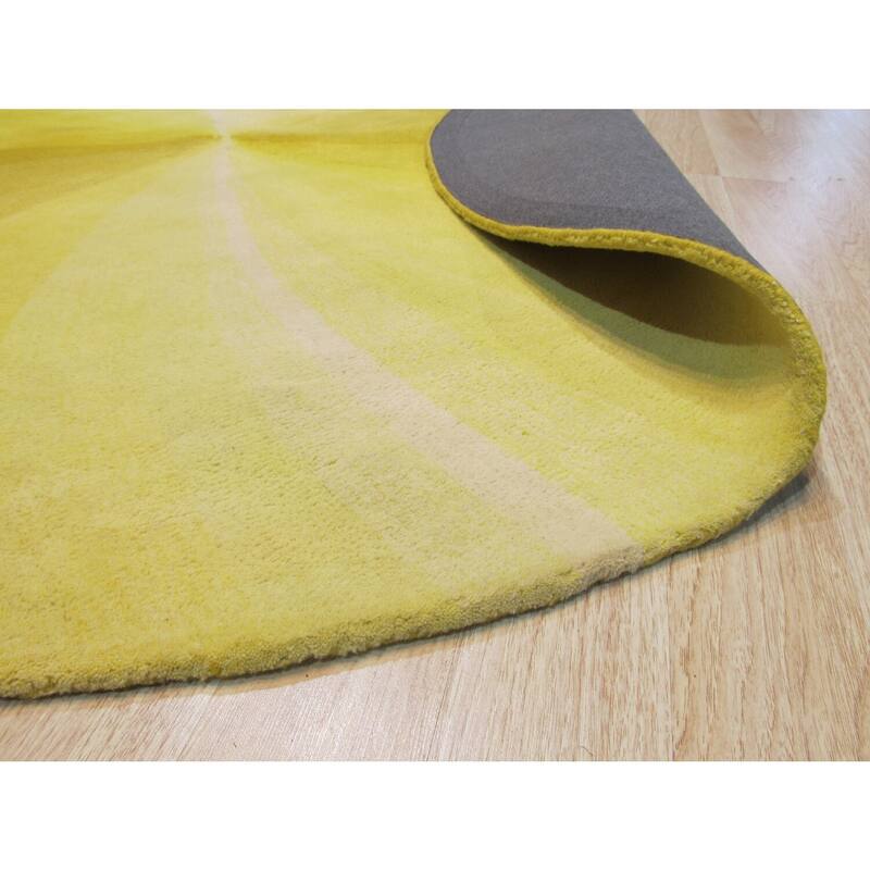 Yellow Hand-Tufted Wool Contemporary Swirl Rug, 4' x 6', Plush Wool, Artistic Swirl, Soft Durable Pile Rug - N/A