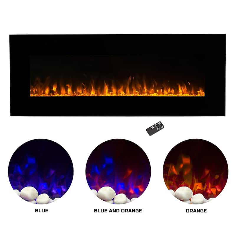 Northwest 54-Inch Wall Electric Fireplace, Black