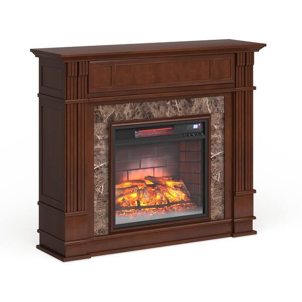 Shop Copper Grove Maple Faux Stone Electric Media Fireplace On Sale Overstock 20881819