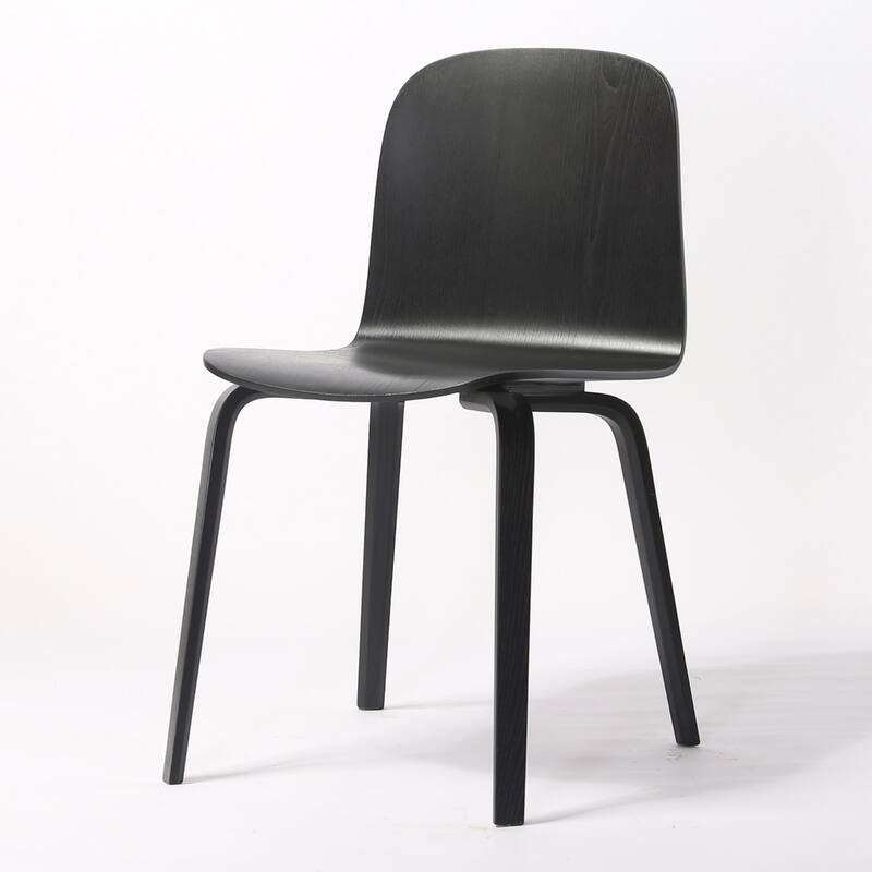 (Set of 2) ELSA Modern Wood Dining Side Chairs - Black