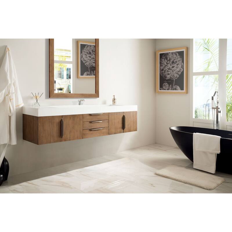 James Martin Vanities Mercer Island 72" Single Vanity, Latte Oak with Brushed Nickel Hardware