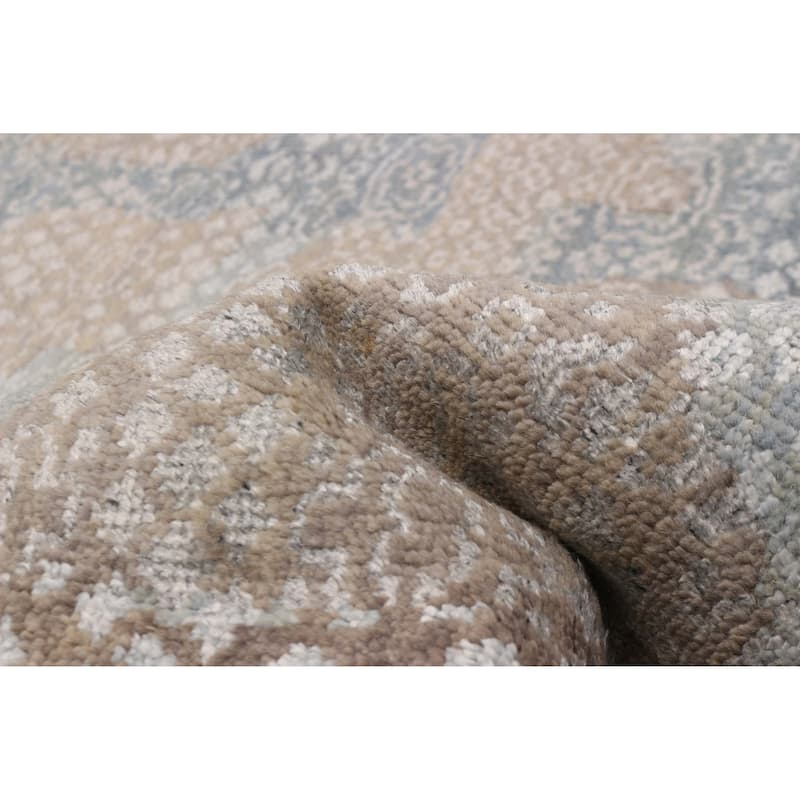 ECARPETGALLERY Hand-knotted Tangier Taupe Silk, Wool Rug - 5'3 x 7'6