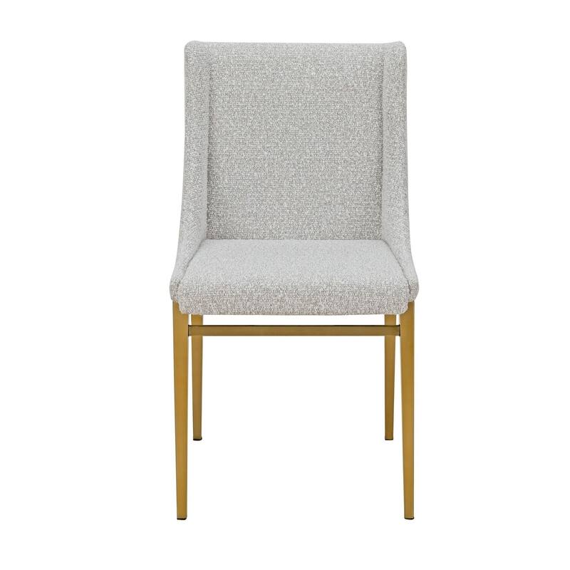 Brass/Gray Fabric Upholstered Metal Frame Dining Chair, Set of 2, Sturdy Dining Chair for Dining Rooms - 17.5