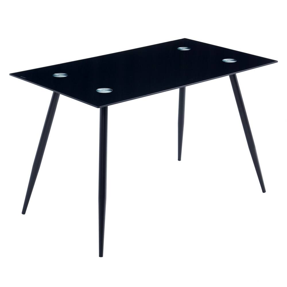 Home Dining Furniture Rectangle Glass Dining Table Black