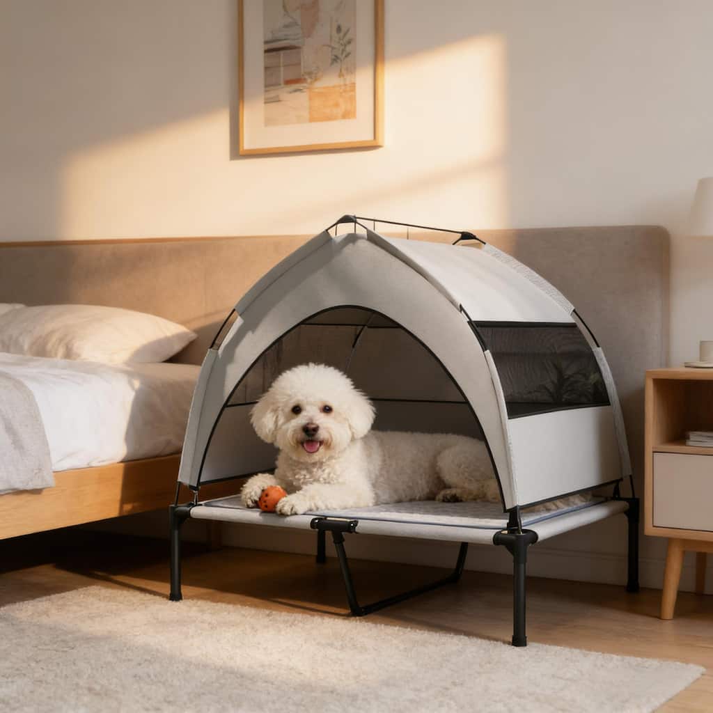 Pet Cot with Pad,Elevated Portable Dog Cot