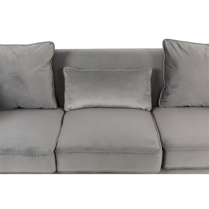Velvet Living Room Set in Gray