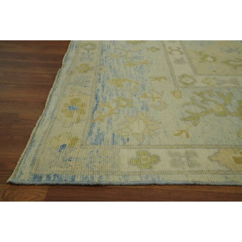 Handmade Wool Oushak Turkish Area Rug, Medallion Geometric Carpet - 13' 5'' X 9' 9''