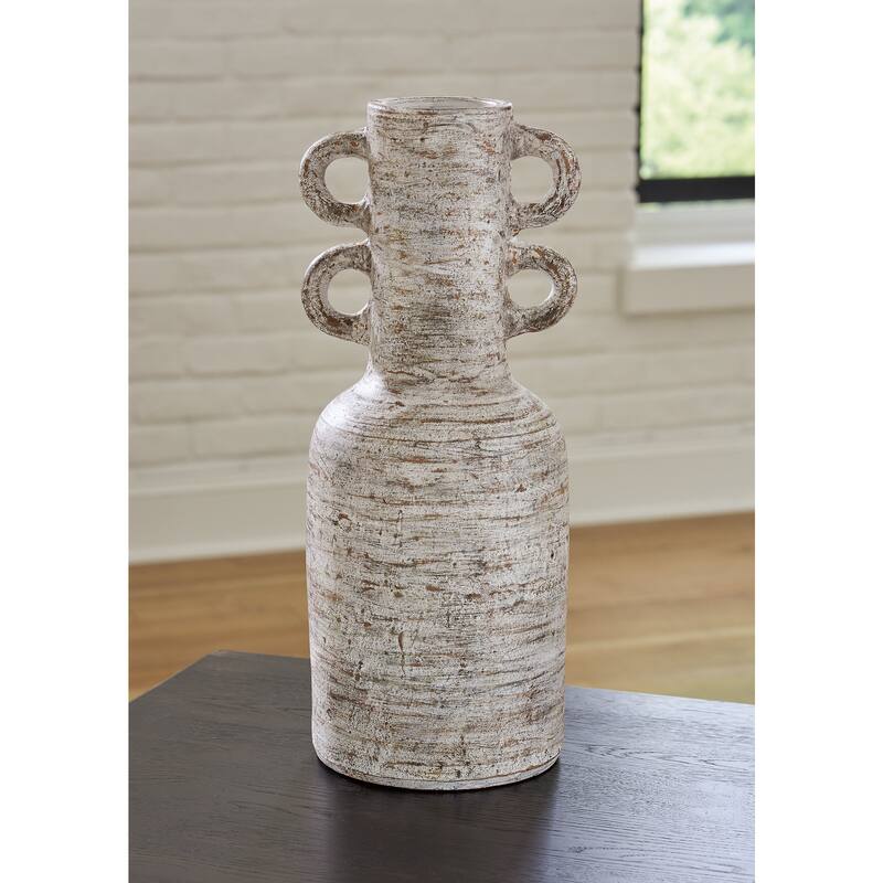 Signature Design by Ashley Wellbridge Distressed White Vase