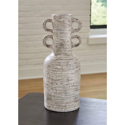 Signature Design by Ashley Wellbridge Distressed White Vase