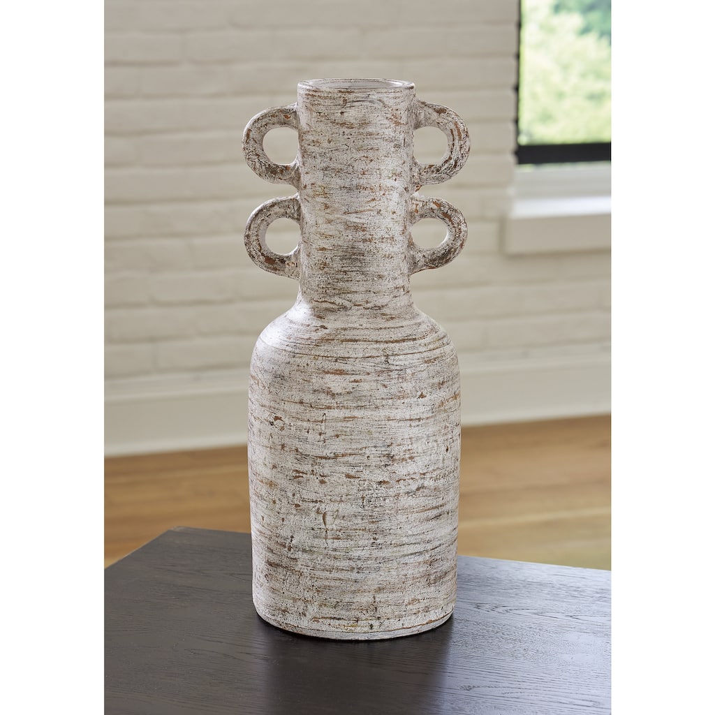 Signature Design by Ashley Wellbridge Distressed White Vase