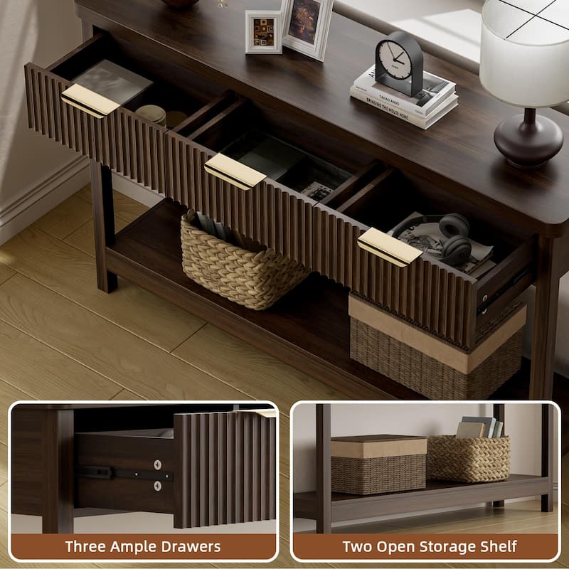 51"Wood Console Sofa Table with 3 Drawers for Living Room