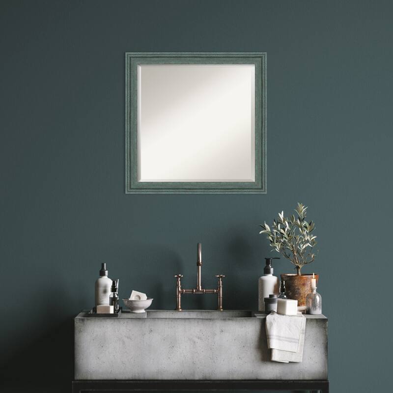 Upcycled Beveled Wood Framed Wall Mirror