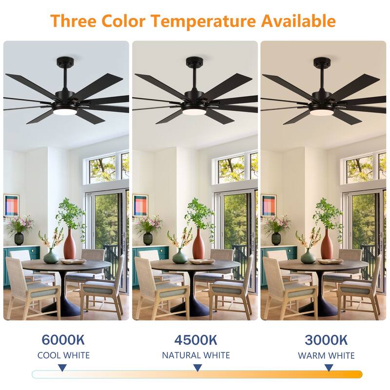 Large Size 8 pcs Blades Ceiling Fan With Dimmable LED