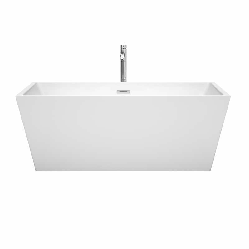 Wyndham Collection Sara 63-inch White Freestanding Soaking Bathtub