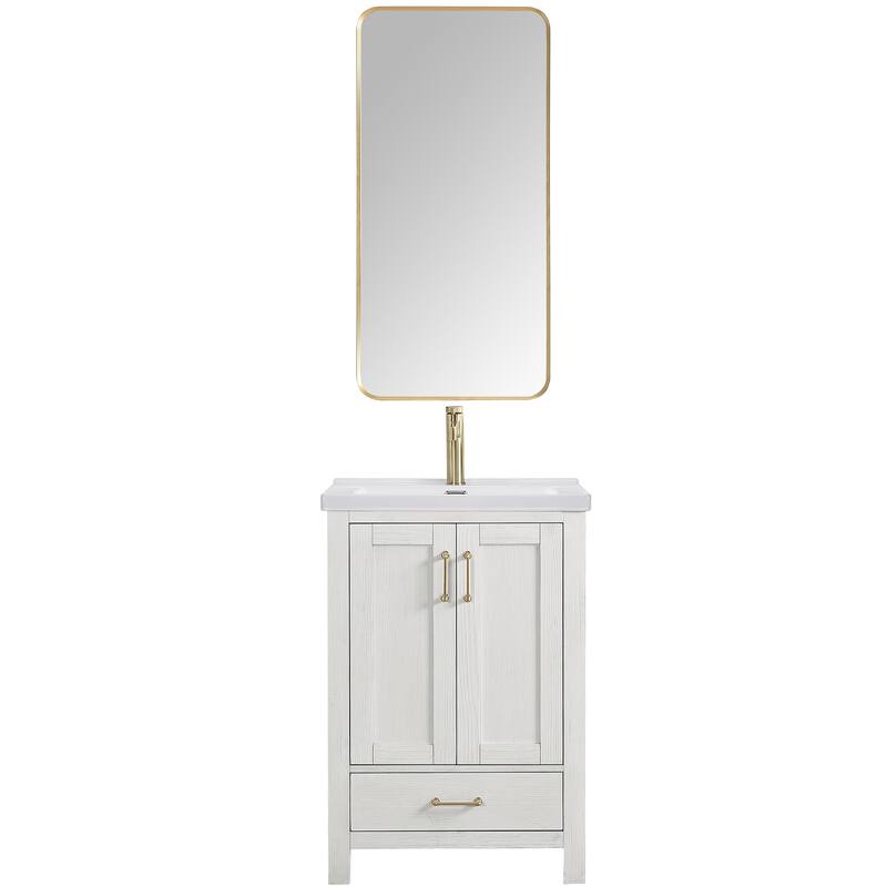 Gela Single Bath Vanity with Ceramic Basin Top and Mirror