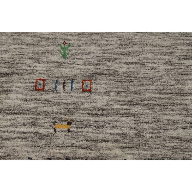 Hand Knotted Oriental 100% Wool Carpet Tribal Stripe Beige & Ivories Gabbeh Area Rug - 5' 11'' X 4' 1''