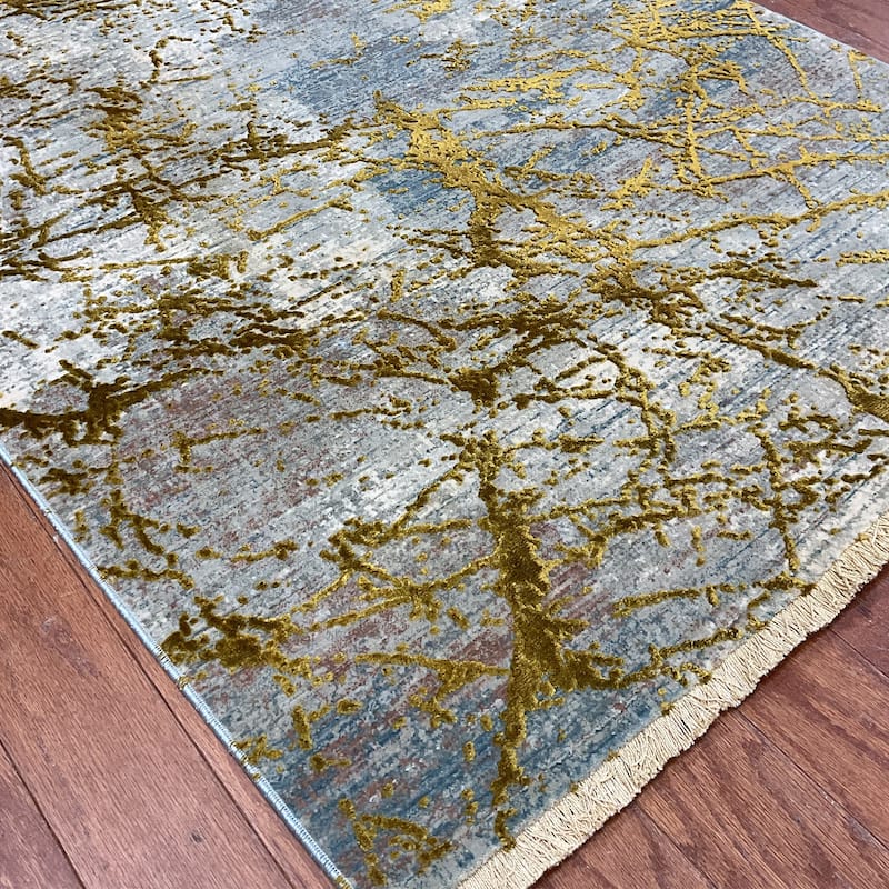 HERAT ORIENTAL Turkish Modern Erased Design Wool & Silk Rug - 2'7" x 4'11"