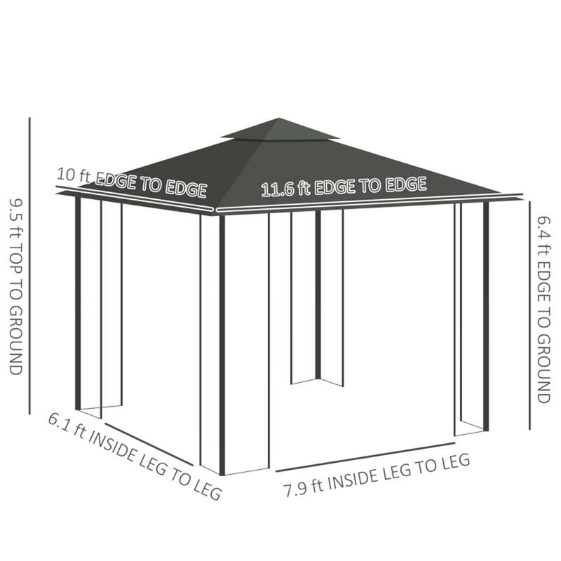Brown Polyester Steel Mesh Gazebo Tent UV-Blocking Two-Tier Canopy