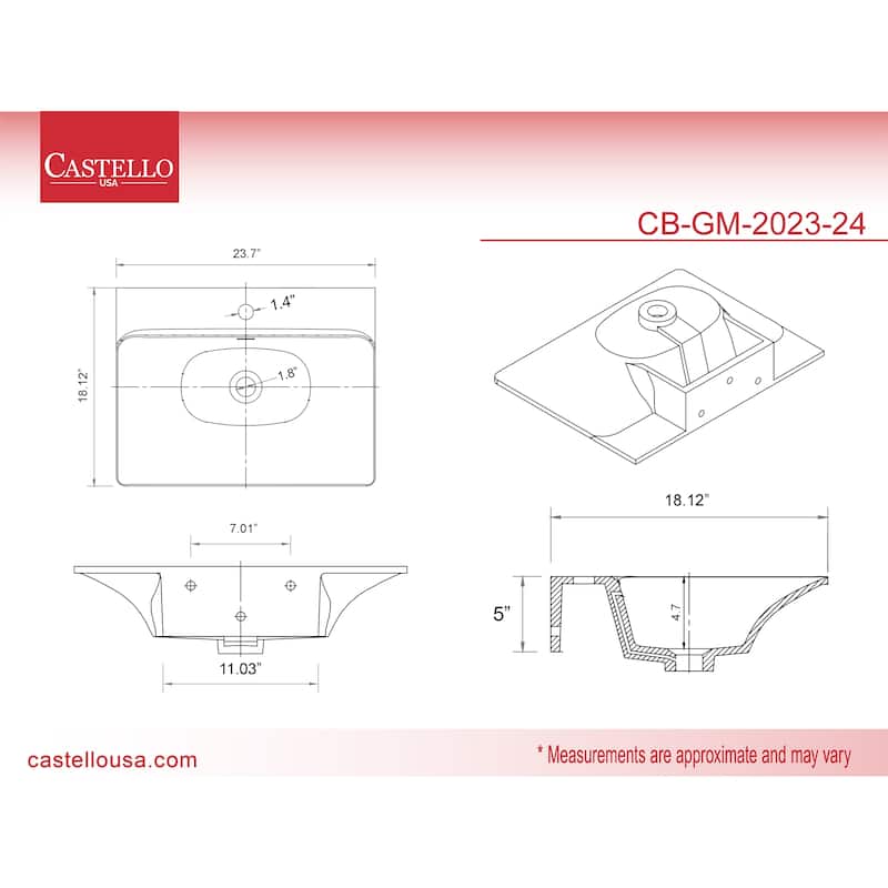 Carmella 24" Rectangular Solid Surface Wall Mount Bathroom Sink
