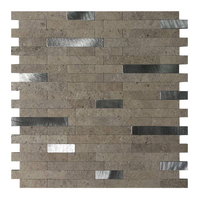 Art3d 12"x12" Peel and Stick Tile Backsplash for Kitchen, Aluminum Composite Tiles (5 Tiles) - Brown