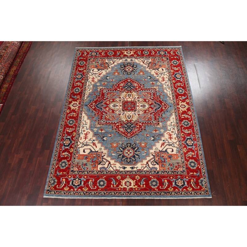 Vegetable Dye Heriz Serapi Oriental Area Rug Hand-knotted Wool Carpet - 8'4" x 11'0"