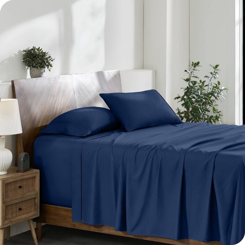 Bare Home 22 Inch Deep Pocket Microfiber Sheet Set - Twin XL - Dark Blue