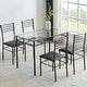 preview thumbnail 18 of 69, VECELO Modern 3/5-piece Dining Set Tempered Glass Top and Wood Top, Steel Dining Table and Chair Set of 2/4