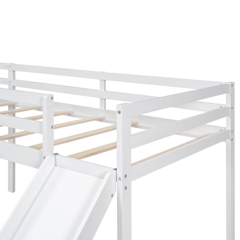 L-Shaped Twin Loft Bed with Ladder, Slide, and Space-Saving Design