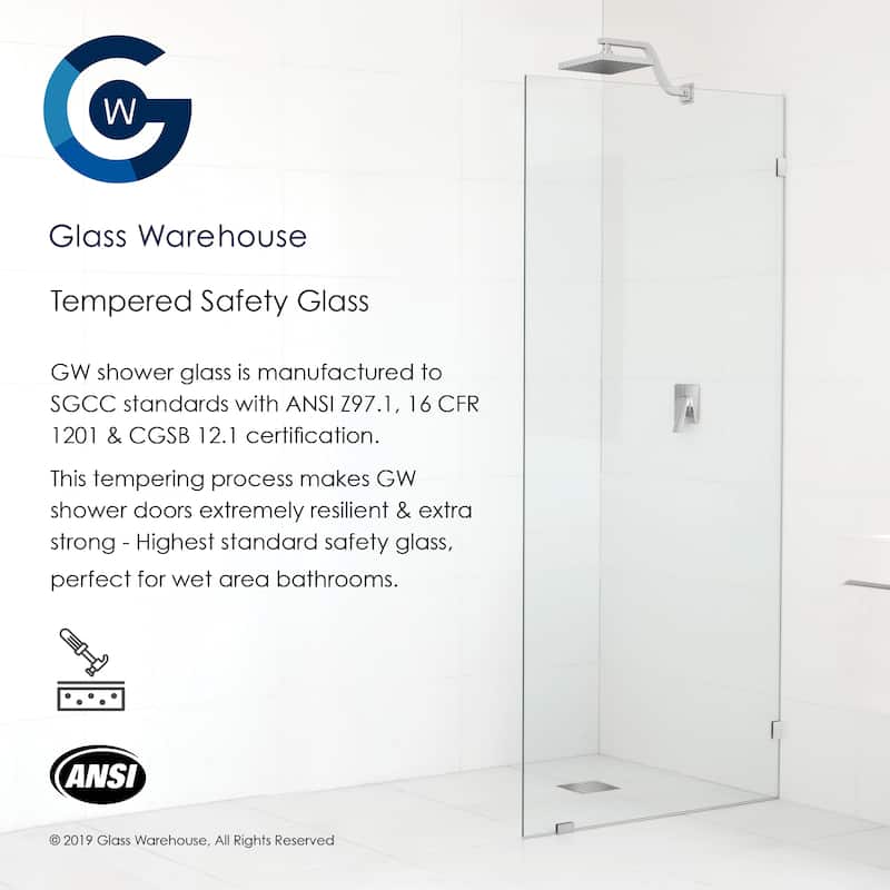 Glass Warehouse 78" x 59" x 32" Frameless 90 Degree Shower Enclosure - Glass Hinge
