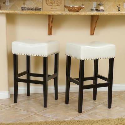 30-inch Backless ivory Faux Leather Counter Stool (Set of 2)