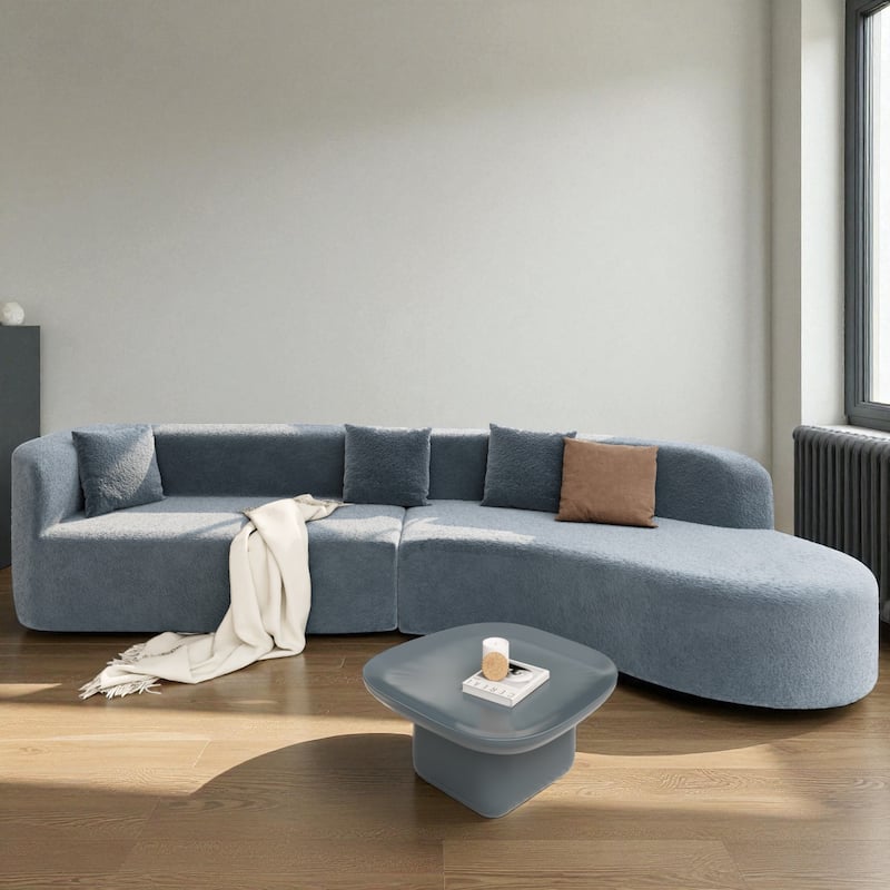 132" Modern Curved Sectional Sofa, 2-Piece Chenille Modular Couch with Pillows, Sponge & Spring Cushion for Living Room