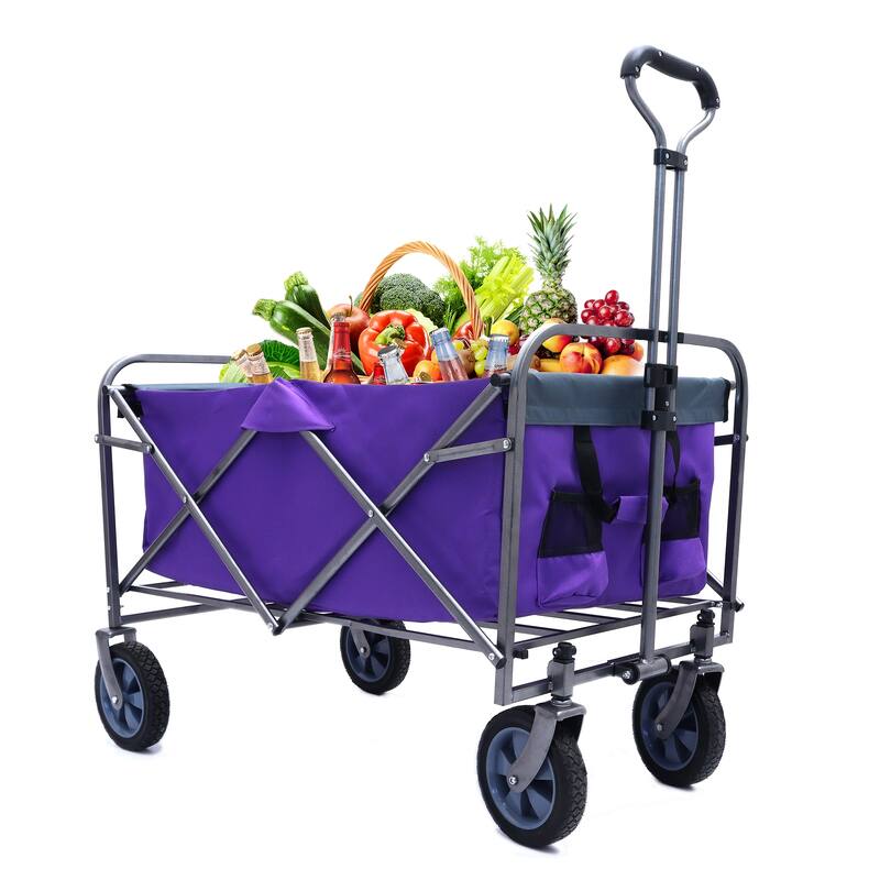 Collapsible Outdoor Wagon - 150 lb Load, Durable 600D Fabric, Easy Setup, Ideal for Sports, Groceries, and Park Trips - Steel