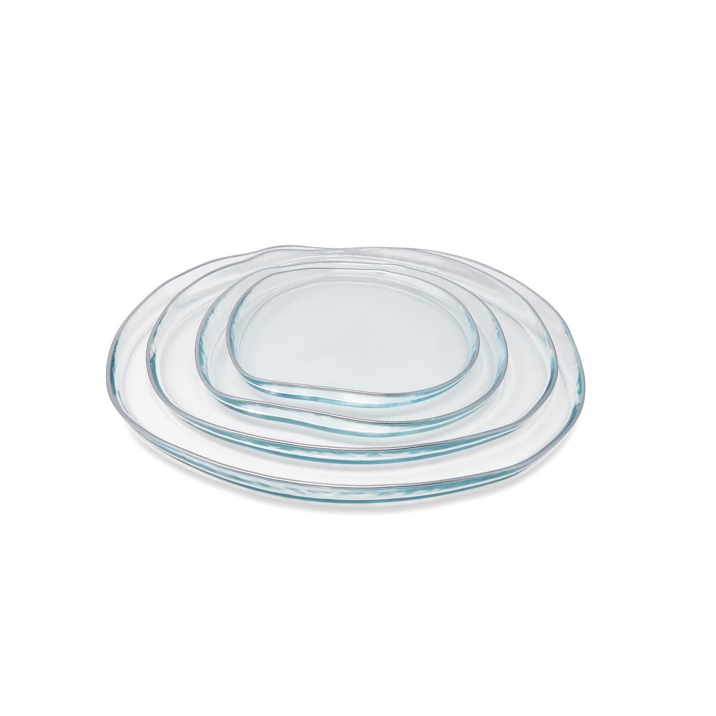 Set of 4 Organic Shaped Plates with Silver Sides