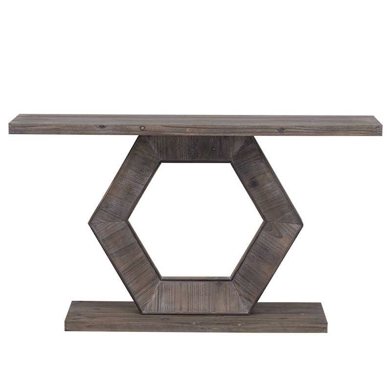 Modern Entryway Table with Innovative Hollow Hexagon Leg Structure and Premium Fir Veneer Finish