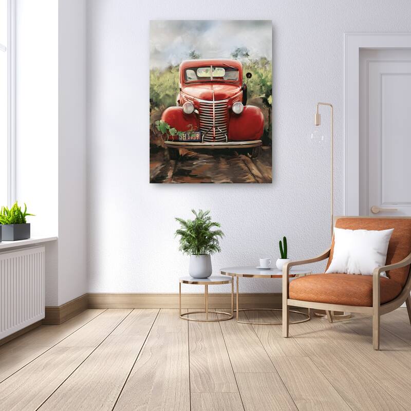 Little Red Truck By Studio Arts Canvas Art Print