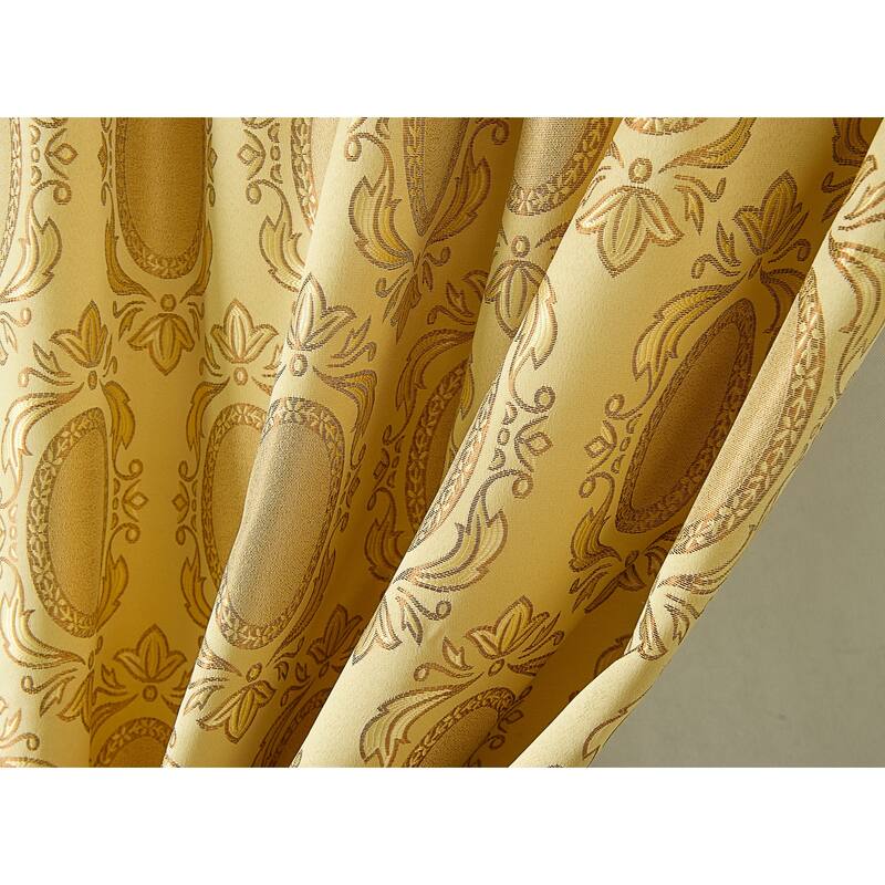 Gracewood Hollow Mabanckou Textured Jacquard Single Rod Pocket Curtain Panel w/ Attached Valance (54 x 84) - 54 x 84 in.