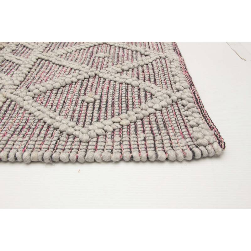 ECARPETGALLERY Braid weave Sienna Grey Wool Rug - 5'0 x 7'11