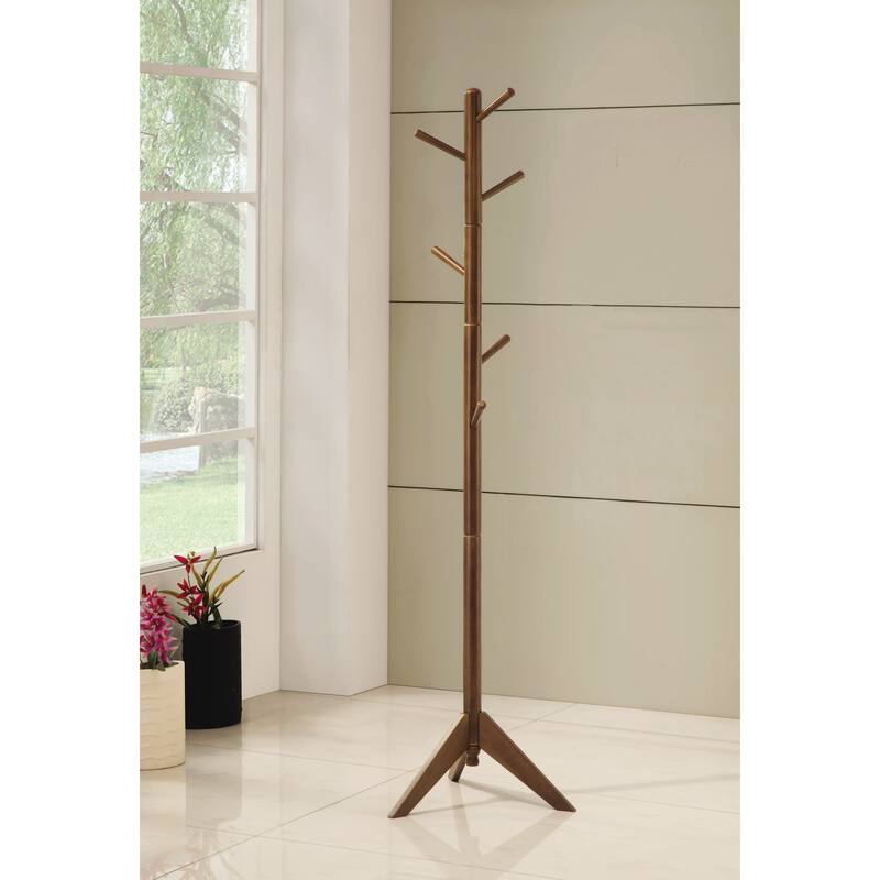 Cahul 6-hook Rubberwood Coat Rack - Walnut