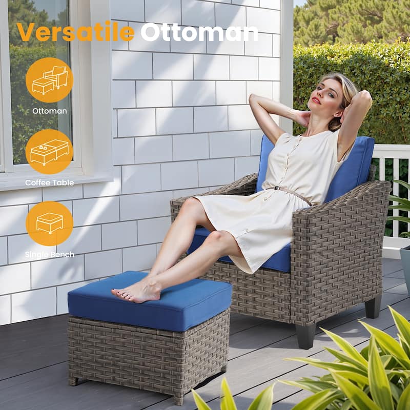 ​​OVIOS 10-Piece Outdoor Wicker Set with Fire Pit Table​