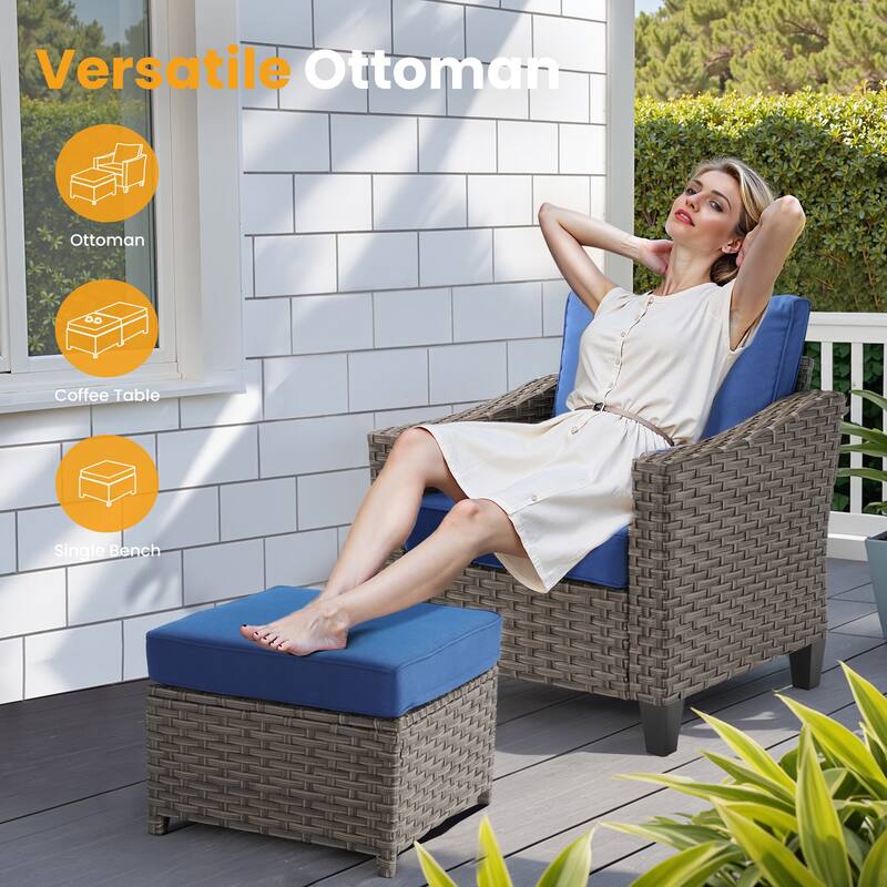 ​​OVIOS 6-Piece Outdoor Wicker Set with Fire Pit Table​