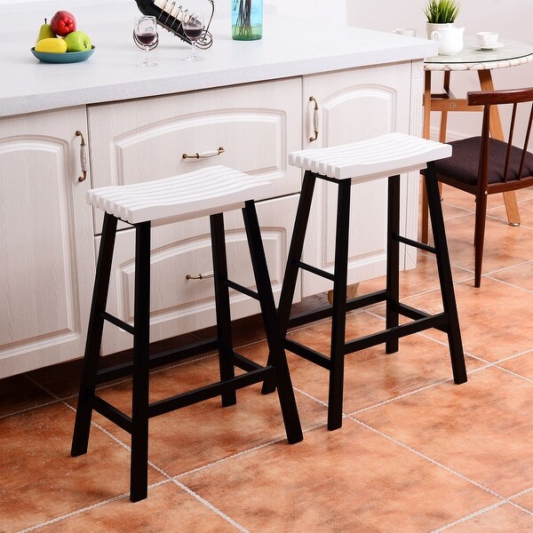 Shop Costway Set of 2 Saddle Seat 29'' Bar Stools Wood ... (600 x 600 Pixel)