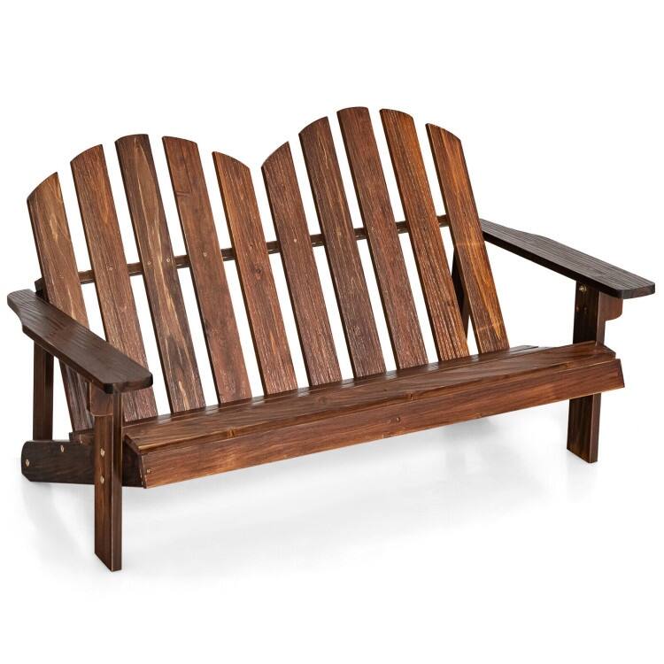 2-Person Outdoor Adirondack Chair with Slatted Seat - 22"x 20" x 35.5"