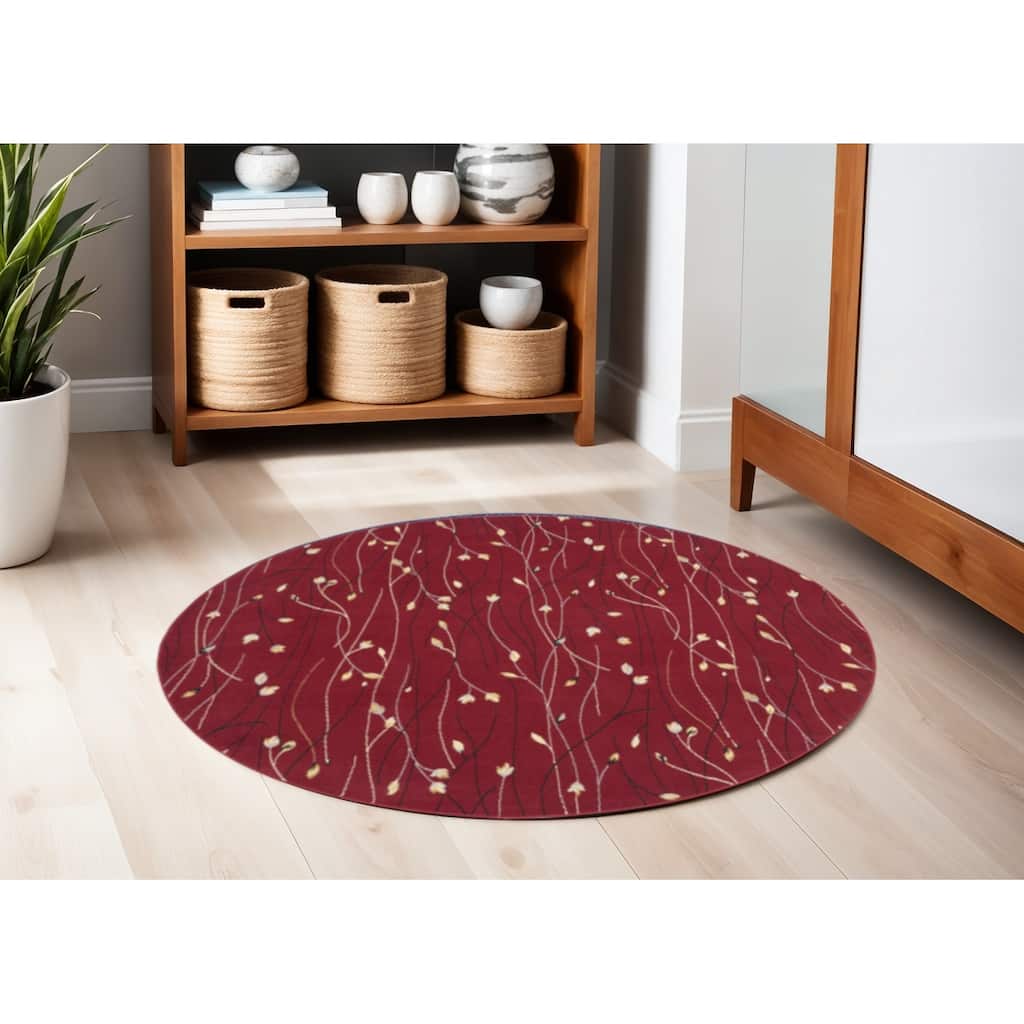 Limir Power Loomed Geometric Floral Area Rug By HomeRoots - 63' X '63' X '0.5
