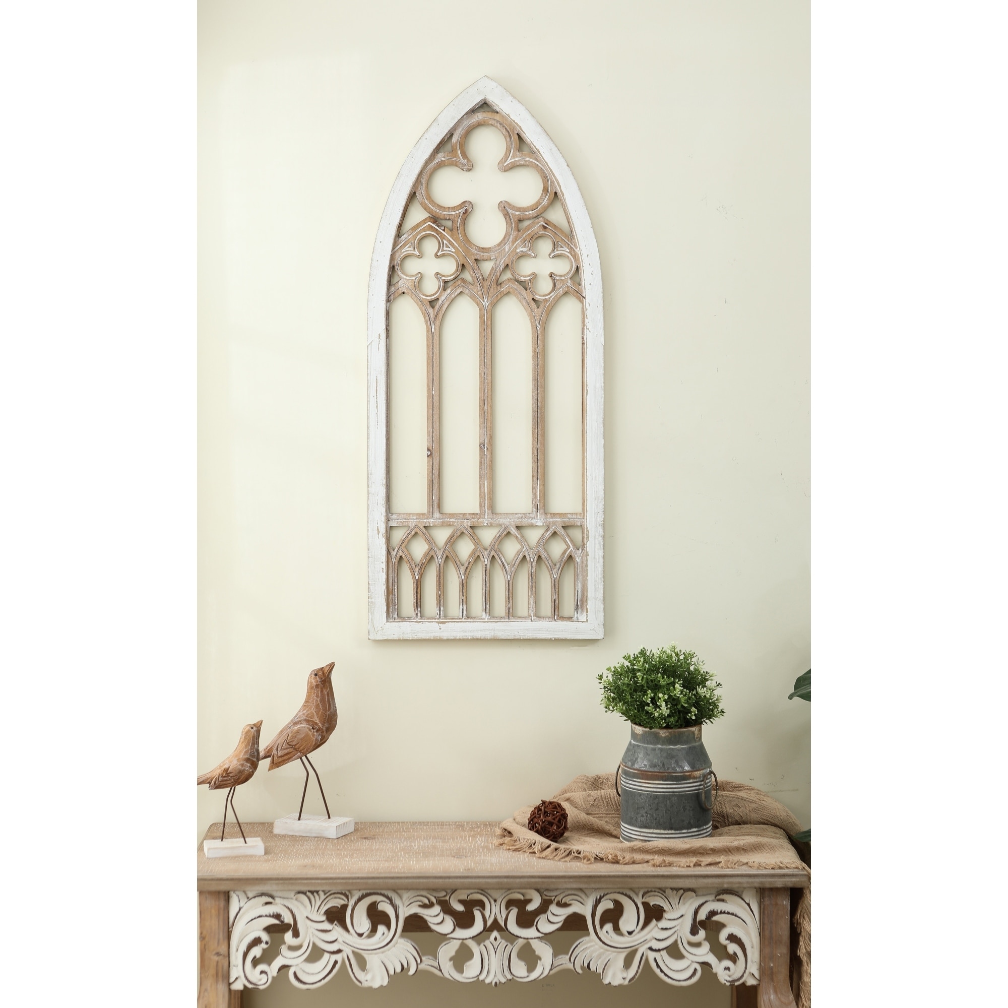 Distressed Rustic Southwest Arched Brown Wood Metal Wall Art Panel Plaque Decor 