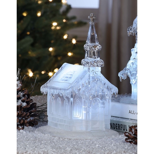 Roman 18.5/” White LED Clear Acrylic Church Battery Operated Christmas Figurine