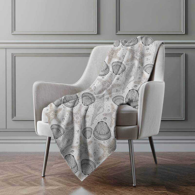 Premium Machine Washable ASB183 Coastal Starfish Sherpa Throw Blanket