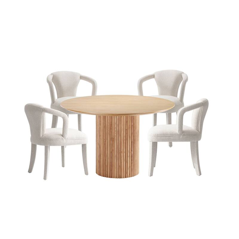 Manhattan Comfort 5-Piece Hathaway Modern 47.24 Solid Wood Round Dining Set