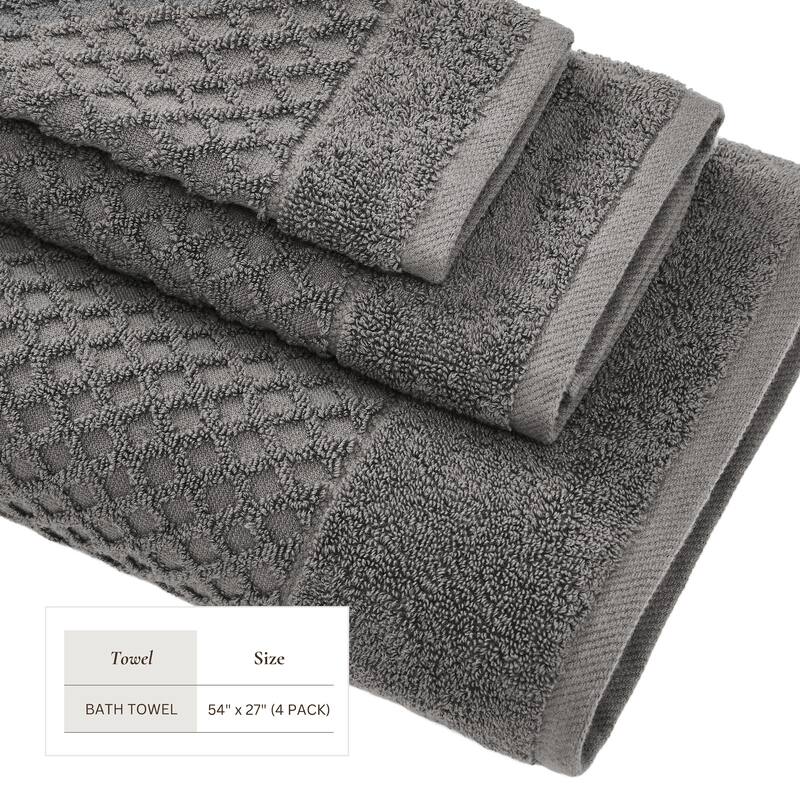 Linery & Co. Cotton Diamond Waffle Texture Bath Towels